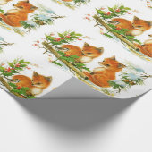 Papier Cadeau Renards vintages d'hiver (Coin)