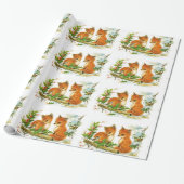 Papier Cadeau Renards vintages d'hiver (Déroulé)