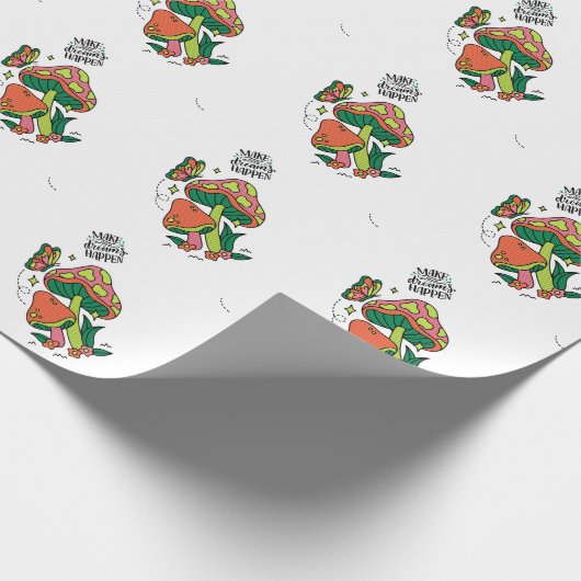 Papier Cadeau Rendre les rêves possibles | Papillon aux champign (Coin)