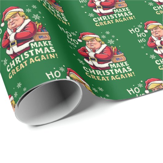 Papier Cadeau Rendre Noël super | Donald Trump Père Noël (Coin rond)
