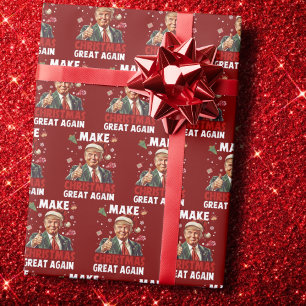 Papier Cadeau Rendre Noël super   Drôle Père Noël Trump
