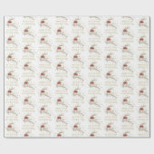 Papier Cadeau Renne de Noël blanc or (Plat)