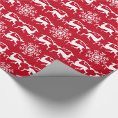 Papier Cadeau Renne de Noël et motif de flocons de neige (Coin)