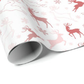 Papier Cadeau Renne de Noël rouge blanc moderne (Coin rond)