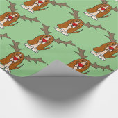 Papier Cadeau Renne drôle de Noël de Basset Hound (Coin)