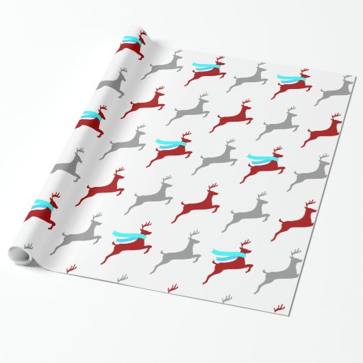 Papier Cadeau Renne Moderne avec Écharpe (Déroulé)