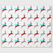 Papier Cadeau Renne Moderne avec Écharpe (Plat)