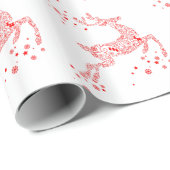 Papier Cadeau Renne rouge élégant (Coin rond)