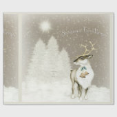 Papier Cadeau Renne rustique adorable en hiver (Plat)