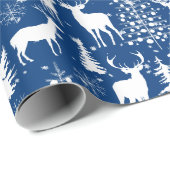 Papier Cadeau Rennes Bleues Et Blances (Coin rond)