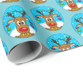 Papier Cadeau Rennes de Noël (Coin rond)