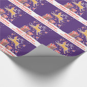 Papier Cadeau Rennes de Noël dans l'enveloppe de vacances violet (Coin)