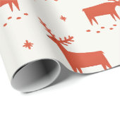 Papier Cadeau Rennes de Noël. Motif d'animaux des bois rouges (Coin rond)