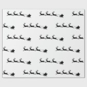 Papier Cadeau rennes de vacances père Noël noël noir blanc (Plat)