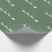 Papier Cadeau rennes de vacances père Noël noël vert rustique (Coin)