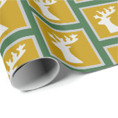 Papier Cadeau Rennes en or et vert (Coin rond)