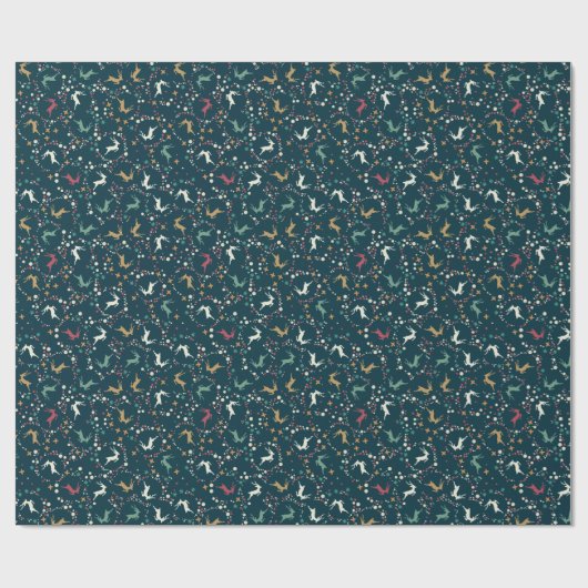 Papier Cadeau Rennes et bulles de Whimsical Noël (Plat)