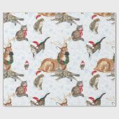 Papier Cadeau Rennes et chats (Plat)