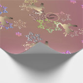 Papier Cadeau Rennes et flocons de neige sur mousse violette (Coin)