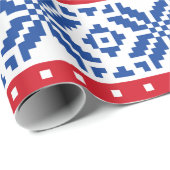 Papier Cadeau Rennes nordiques et flocons de neige (Coin rond)