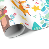 Papier Cadeau Rennes, ours et renards (Coin rond)