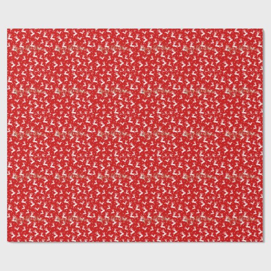 Papier Cadeau Rennes rouges joyeux Noël (Plat)