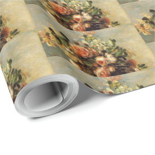 Papier Cadeau Renoir Roses et Jasmin dans un vase Delft