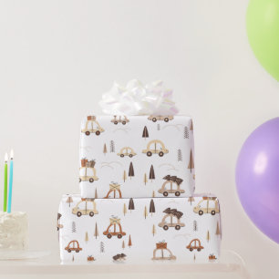 Papier Cadeau Rentrer en voiture pour motif de noël