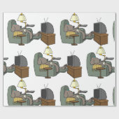 Papier Cadeau Repos Chien regardant la télévision (Plat)