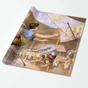 Papier Cadeau Représentation de cirque de trapèze de mâle du