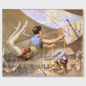 Papier Cadeau Représentation de cirque de trapèze de mâle du cru (Plat)