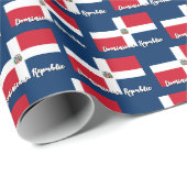 Papier Cadeau République Dominicaine Papier Enveloppant, Drapeau (Coin rond)