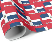 Papier Cadeau République Dominicaine Papier Enveloppant, Drapeau (Coin rond)