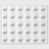 Papier Cadeau Requin Ajouter simplement un nom Anniversaire (Plat)