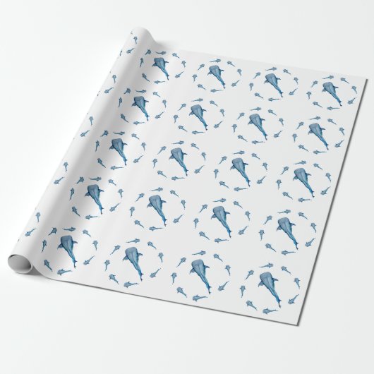 Papier Cadeau Requin baleine à l'aquarelle (Déroulé)