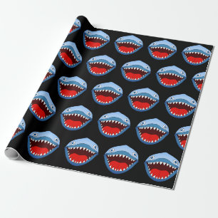 Papier Cadeau Requin Blanc Minuscule Drôle Dents Aiguisées