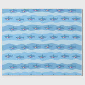 Papier Cadeau Requin et vagues de sourire mignons Giftwrap de (Plat)