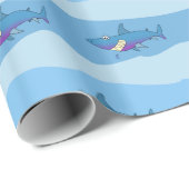 Papier Cadeau Requin et vagues de sourire mignons Giftwrap de (Coin rond)