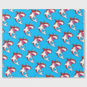 Papier Cadeau Requin Océan Enfants Rouge N'importe quel âge Anni (Plat)