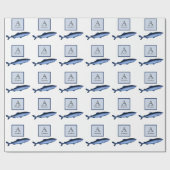 Papier Cadeau Requins marins Bleu blanc (Plat)