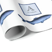 Papier Cadeau Requins marins Bleu blanc (Coin rond)