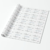 Papier Cadeau Requins mignons avec des mots | Papier à enveloppe (Déroulé)