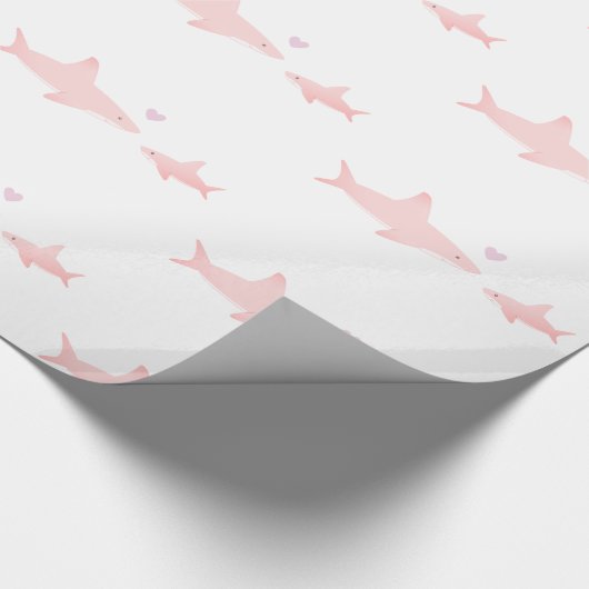 Papier Cadeau Requins mignons rose blanc | BABY SHOWER (Coin)
