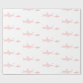 Papier Cadeau Requins mignons rose blanc | BABY SHOWER (Plat)