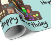 Papier Cadeau Réseau neuronal d'anniversaire nerd (Coin rond)