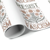 Papier Cadeau Résister au fascisme Floral Transgenre LGBTQ Anti- (Coin rond)