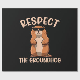 Papier Cadeau Respectez la marmotte - Jour de la marmotte Woodch