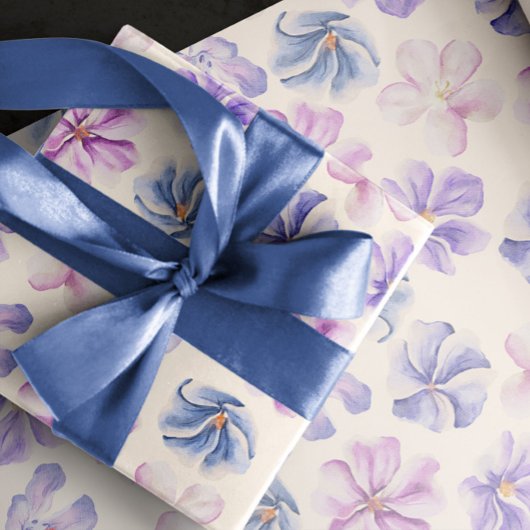 Papier Cadeau Ressort Botanique rose & violet Fleurs