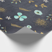 Papier Cadeau Ressort d'aquarelle bleu et or (Coin)