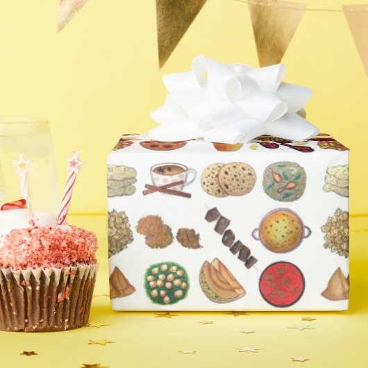 Papier Cadeau Restaurant Indien Aliments Naan Dosa Samosa Aloo G (Fête d'anniversaire)